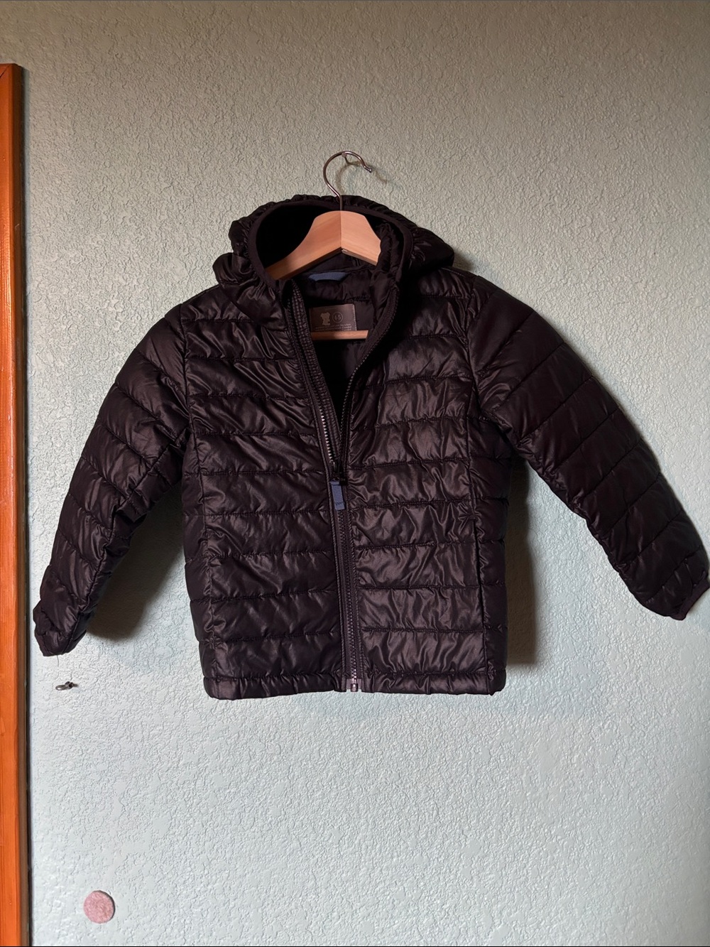 Primary Black Quilted Hooded Puffer Jacket for Kids Boys Girls Size 4/5 Good